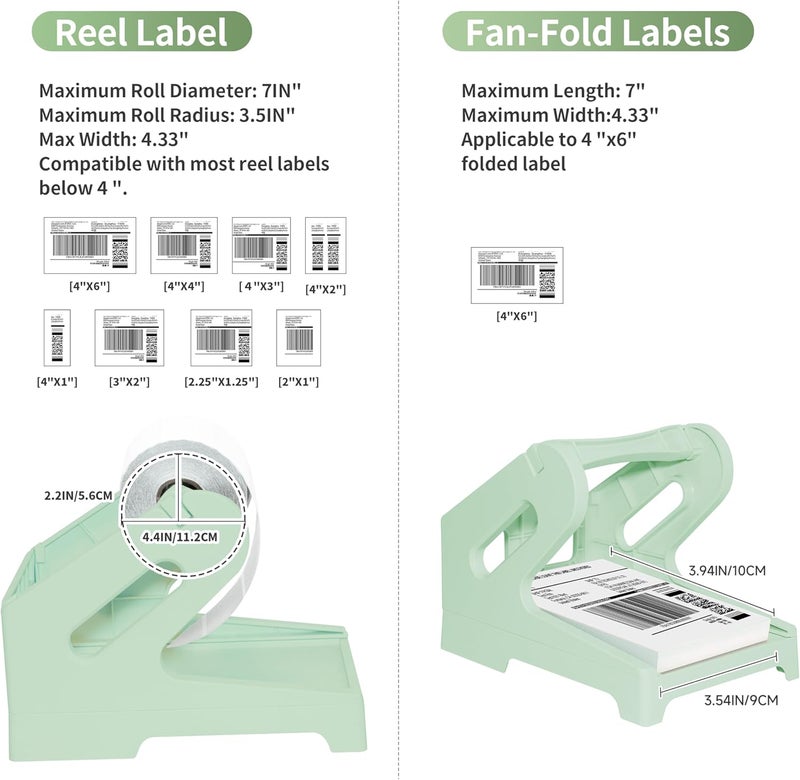 Guermok Thermal Shipping Label Holder for Rolls & Fan-Fold, Fragile Stickers for Shipping, Label Stand Desktop Printer Holder-Home Office Accessory Sticker Dispenser for Holographic (Green) - Image 3